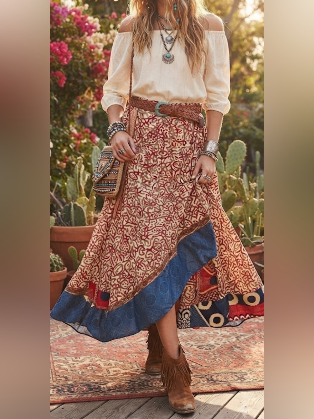 Darn Good Yarn Sari Silk Wrap Skirt Boho Ankle Length Size 4-12